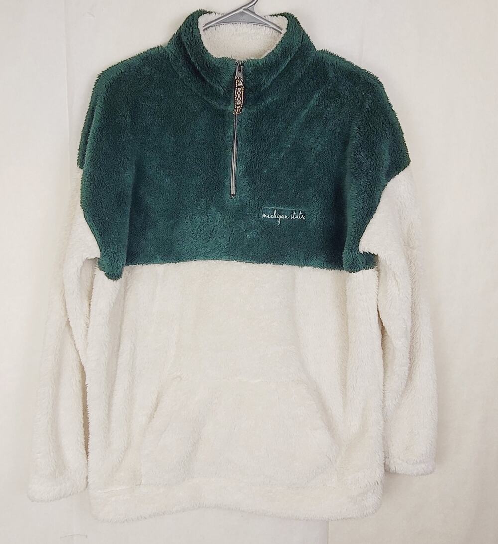 Summit Sportswear green and white Michigan State teddy fleece pullover Size S